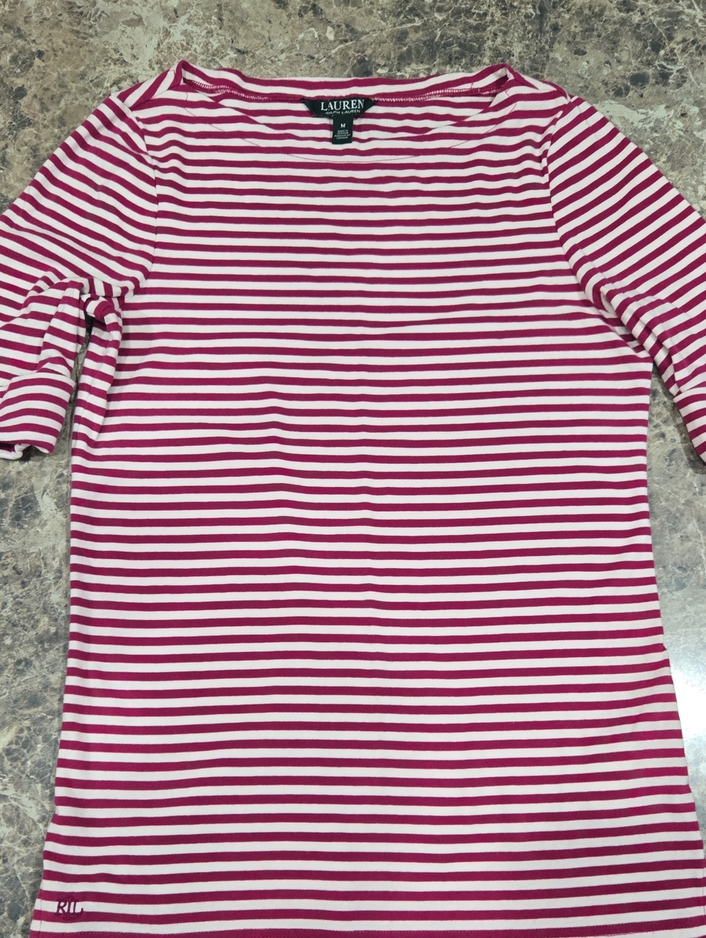 Ralph Lauren Pink and White Striped Long Sleeve Tee